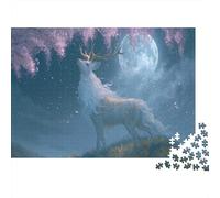 Fantasy White Deer Jigsaw Puzzle for Adults 1000 Piece Jigsaw Puzzle Moonlit Forest Puzzle Game for Family Relaxation Gift 70x50cm/1000pcs