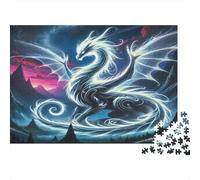 Fantasy White Dragon 1000 Piece Jigsaw Puzzle Paper for Adults Magic Night Sky Jigsaw Puzzle for Family Relax Home Gift 38x26cm/1000pcs