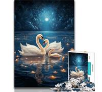 Fantasy White Swan 1000 Pieces Jigsaw Puzzle For Adults Teens,Pattern Assembly Fun at Home Activities,Birthday Present,Travel Gifts 38x26cm