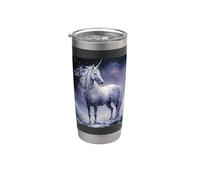 Fantasy White Unicorn Standing in the Snowy Forest Stainless Steel Insulated Tumbler