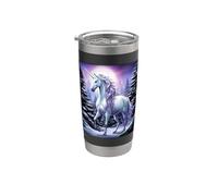 Fantasy White Unicorn Standing in the Snowy Forest Stainless Steel Insulated Tumbler