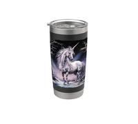 Fantasy White Unicorn Standing in the Snowy Forest Stainless Steel Insulated Tumbler