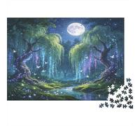 Fantasy Willow Tree Forest Jigsaw Puzzle for Adults 1000 Piece Jigsaw Puzzle Paper Night Scene Puzzle Game for Family Relaxation Home Decor Gift 38x26cm/1000pcs