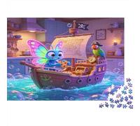 Fantasy Winged Creature Pirate Ship Jigsaw Puzzle for Adults 1000 Piece Jigsaw Puzzle Paper Indoor Magical Scene Puzzle Game for Family Home Decor Gift 70x50cm/1000pcs