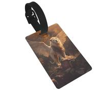 Fantasy Winged Lion On Rocks Luggage Tags Name Id Label Suitcase Tags, Ideal for Travel Cruise Backpacks Bag