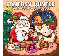 Fantasy Winter: A Cozy Christmas Coloring Book for Adults and Teens Featuring Cute Characters and Holiday Scenes for Relaxation
