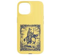 Fantasy Wizard Riding Dog Jack Russel Vintage Engraving Art Case for iPhone 15
