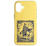 Fantasy Wizard Riding Dog Jack Russel Vintage Engraving Art Case for iPhone 16 Plus