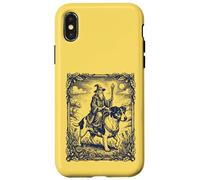 Fantasy Wizard Riding Dog Jack Russel Vintage Engraving Art Case for iPhone X/XS