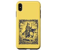 Fantasy Wizard Riding Dog Jack Russel Vintage Engraving Art Case for iPhone XS Max