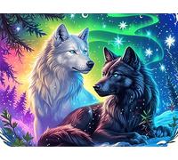 Fantasy Wolf 300 Piece Premium Jigsaw Puzzle Vibrant Fantasy Animals Adult Jigsaws Brain Training Hobby Home Decor Winter Gift Unique Shaped Eco Friendly Material 300 PCS/40x28cm