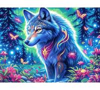 Fantasy Wolf 300 Pieces Set Classic Jigsaw Puzzle Animal Pet Couple Puzzle Partners Mind Relaxation Wall Decor Easter New Year Recycled Cardboard 300 PCS/40x28cm