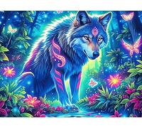 Fantasy Wolf 500 Pc DIY Jigsaw Puzzle Animal Pet Puzzles for Adults Teens Hard Challenging Team Building Stress Reducing Autumn Rigid Cardboard 500 PCS/52×38cm