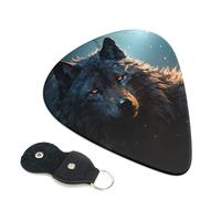 Fantasy Wolf 6 Pack Guitar Picks With Holder, Personalized Guitar Plectrums Non-Slip Portable Ukulele Bass Picks 0.46mm For Acoustic Guitar Lovers Gifts
