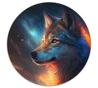Fantasy Wolf Adult Jigsaw Puzzles 1000 Pieces Round Jigsaw Puzzle 1000 Pieces Skill Level Beginner, Great for Birthday 67.5x67.5cm