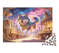 Fantasy Wolf Ancient Egyptian Temple 1000 Piece Jigsaw Puzzle Paper for Adults Night Mythic Scene Puzzle Game for Family Stress Relief Home Decor Gift 70x50cm/1000pcs
