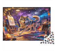 Fantasy Wolf Art Studio 1000 Piece Jigsaw Puzzle Paper for Adults Magic Creative Room Puzzle Game for Family Home Decor Gift 70x50cm/1000pcs