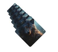 Fantasy Wolf Car Air Fresheners 6 Pcs Funny Hanging Car Air Fresheners Cute Long Lasting Scented Mirror Hanging Decoration Ornaments Gift Auto Interior Decor For Men Women Square