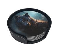 Fantasy Wolf Coasters For Drinks Set Of 6 Leather Tea Cup Coaster Drink Coasters For Cup Kitchen Bar Home Decor Housewarming Gift