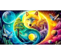 Fantasy-Wolf-Couple-Under-Moon 1000 Piece Jigsaw Puzzle for Adults - Recycled Cardboard Decoration 38x52cm/1000pcs
