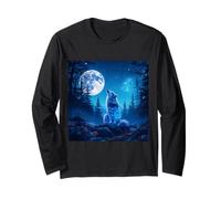 Fantasy Wolf Double Exposition Long Sleeve T-Shirt