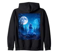 Fantasy Wolf Double Exposition Zip Hoodie