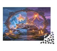 Fantasy Wolf Dream Jigsaw Puzzle for Adults 1000 Piece Jigsaw Puzzle Paper Magical Elements Puzzle Game for Family Relaxation Focus Home Decor Gift 70x50cm/1000pcs
