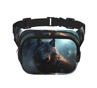 Fantasy Wolf Fanny Pack For Women Waterproof Adjustable Belt Bags Waist Pack Fashion Casual Crossbody Bags Bum Bag For Running Workout Hiking Traveling, Black, One Size