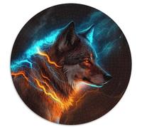 Fantasy Wolf Jigsaw Puzzles for Adults 1000 1000 Piece Round Jigsaw Puzzle Colorful Home Decor & Interactive Family Game, 67.5x67.5cm