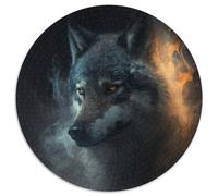 Fantasy Wolf Jigsaw Puzzles for Adults, 1000 Piece 1000 Piece Round Jigsaw Puzzle Brain Teaser Game, Interactive Family Game, Suitable for Ages 14+ 67.5x67.5cm