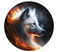 Fantasy Wolf Jigsaw Puzzles for Adults, 1000 Piece 1000 Piece Round Jigsaw Puzzle Brain Teaser Game, Interactive Family Game, Suitable for Ages 14+ 67.5x67.5cm