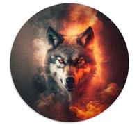 Fantasy Wolf Jigsaw Puzzles for Adults, 1000 Piece 1000 Piece Round Jigsaw Puzzle Brain Teaser Game, Interactive Family Game, Suitable for Ages 14+ 67.5x67.5cm