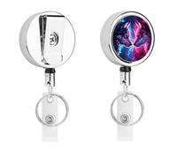 Fantasy Wolf Metal Badge Clip,Id Badge Holders Retractable Pull Rope,Clips Retractable ID Card Holder for Office