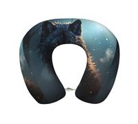 Fantasy Wolf U-Shaped Neck Pillow Soft Memory Foam Travel Pillow Comfortable Head Support Pillow for Sleeping Rest Airplane Car and Office Travel Accessories