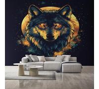 Fantasy Wolf Wallpaper for Living Room, Moon Wild Animal Wall Mural for Bedroom 400x280 cm, Non-Woven Photo Wallpaper, Home Decor D&O40