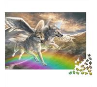 Fantasy Wolves 1000 PieceTeen Jigsaw Puzzle, Decompression Game, Mythical Winged Beasts Wall Decor Accessory for Teens 70x50cm/1000pcs