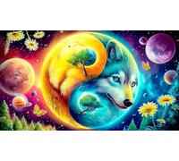Fantasy-Wolves-in-Colorful-Landscape Jigsaw Puzzles for Adults: 1000-Piece Recycled Cardboard - Decoration 38x52cm/1000pcs