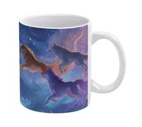 Fantasy Wolves Leaping Galaxys Coffee Mug with Handle Ceramic 300ml
