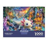 Fantasy Woman in Flower Hat Village 1000 Piece Jigsaw Thick Cardboard Puzzle Game Axolotl Magical Forest Stress Relief Travel Indoor Activity 52x38cm/1000pcs