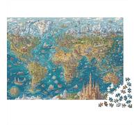 Fantasy World Map_1 1000 Piece Floral Castle Landscape Art Jigsaw Puzzle For Adults Thick Card Board Stress Relief Difficult Game Great Gift Idea