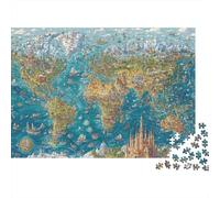 Fantasy World Map Beginners Jigsaw Puzzle 1000 Pieces Office Break Puzzle Stress Relief Activity 52x38cm/1000pcs