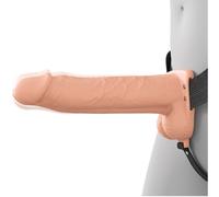 Fantasy X-Tensions Elite 8 Inch Vibrating Hollow Silicone Strap-On with Harness, Brown