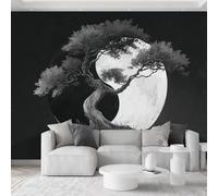 Fantasy Yin-Yang Tree Panorama Photo Wallpaper 300 x 210 cm Non-Woven Art Wall Mural, Ink Wash Painting Wall Mural for Bedroom Yoga Room Tv Sofa Background Photo Wallpaper