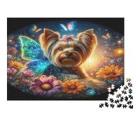 Fantasy Yorkshire Terrier 1000 Piece Jigsaw Puzzle Paper For Adults Enchanted Garden Night Scene Relaxing Focus 38x26cm/1000pcs
