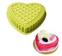 FantasyDay 10'' Love Heart Shape Silicone Baking Mould, Anniversary Birthday Tray-Wedding Festival Party Silicone Cake Mold for Muffins Brownie Cornbread Candy Chocolates Butter Soap Bread