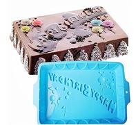 FantasyDay 16'' Birthday Silicone Baking Mould, Anniversary Tray-Wedding Festival Party Silicone Cake Mold for Muffin Candy Chocolate Gummy Butter Fondant Soap Bread Loaf Brownie Cornbread Ice Cube