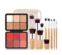 FantasyDay 6 Colours Long-Lasting High Coverage Concealer Face Concealer Palette and 6 Colours Blush Blush, Colour Corrector Full Coverage Contour Kiy Makeup Gift Set with 11 Pieces Makeup Brushes