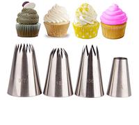 FantasyDay Cake Decorating Set, 4 Pieces Stainless Steel Piping Nozzles Tips Kit - Christmas Birthdays Anniversary Wedding DIY Icing Nozzle Tool for Cupcakes Cakes Cookies Dessert Pastry Making Tools