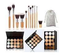 FantasyDay® Professional 15 Colours Cream Concealer Camouflage Makeup Palette Contouring Kit + 11 Pcs Makeup Brushes - Ideal for Professional and Daily Use