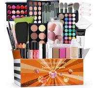 FantasyDay Xmas Makeup Sets Multifunctional Vanity Case Girls Makeup Gift Set Cosmetics for Face Eyes Lips - Makeup Kit with Eyeshadow Palette Lipstick Concealer Powder Blush Mascara